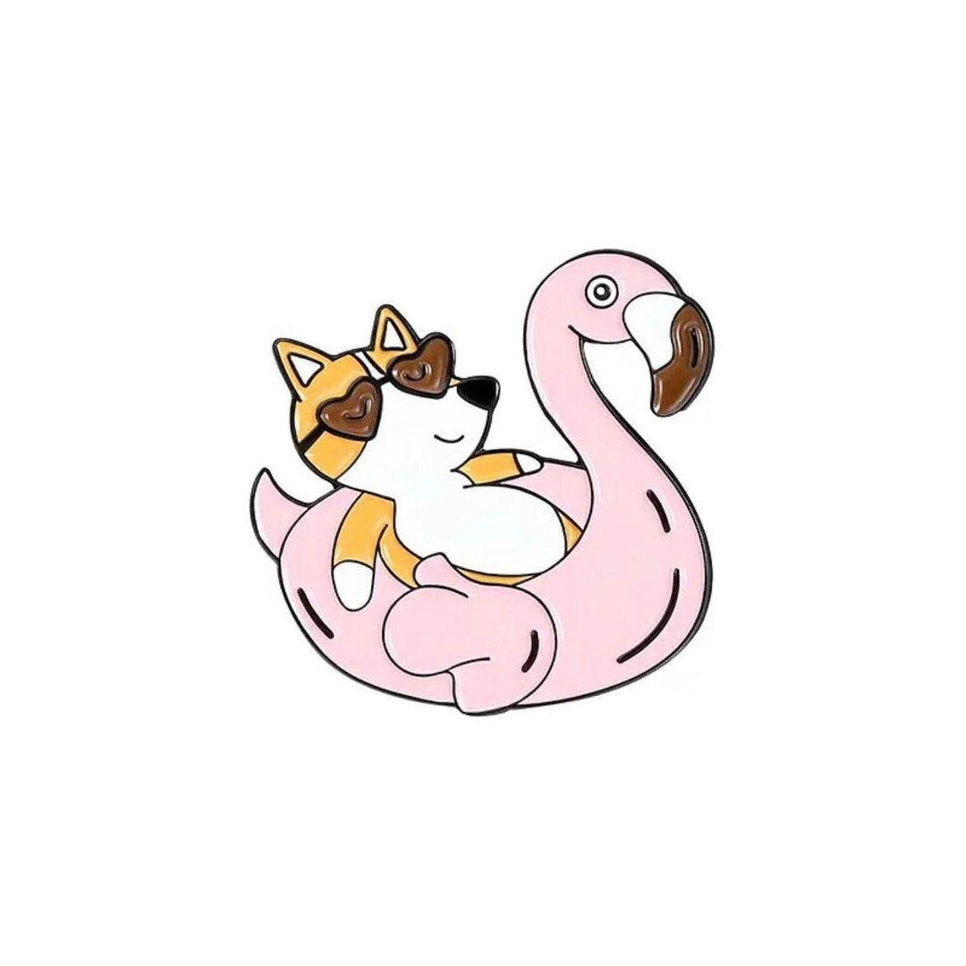 Flamingo Float Pupper- Enamel Pin - Jean Pool