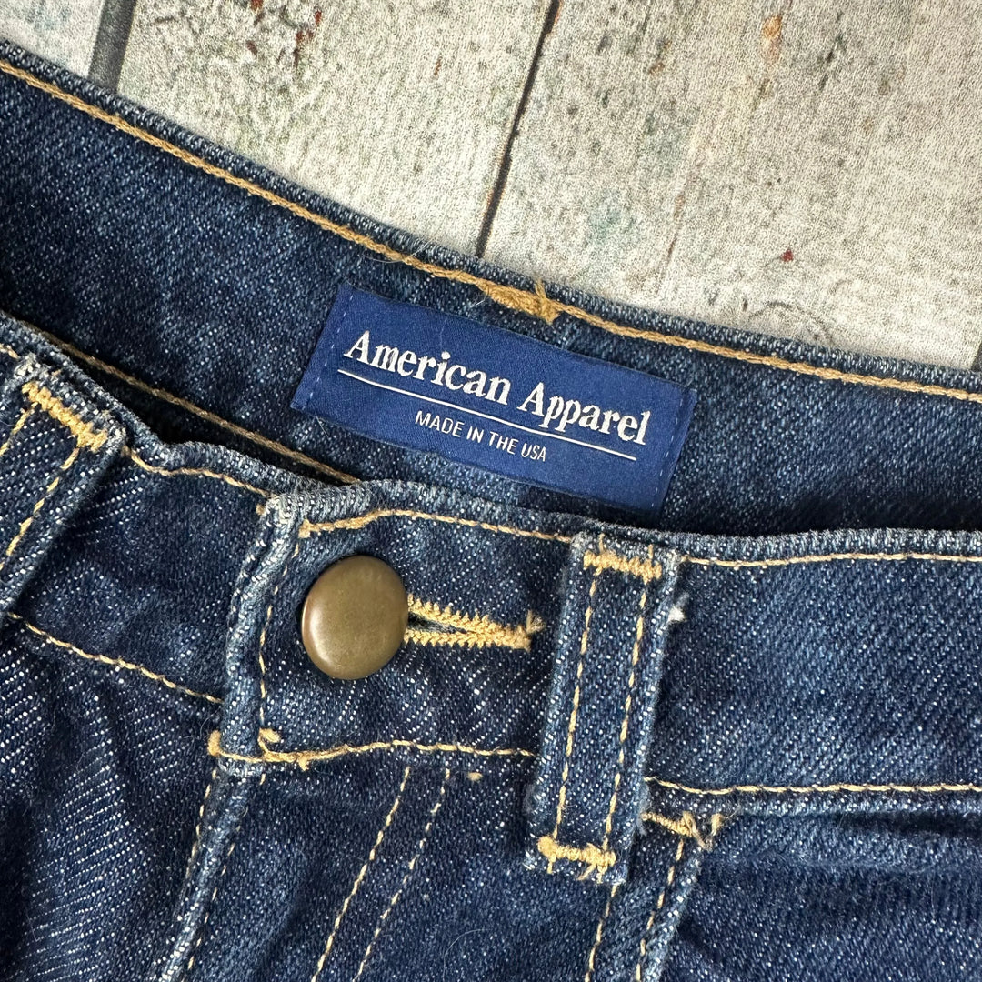 American Apparel Ladies High Waist Denim Shorts Size 25 Jean Pool