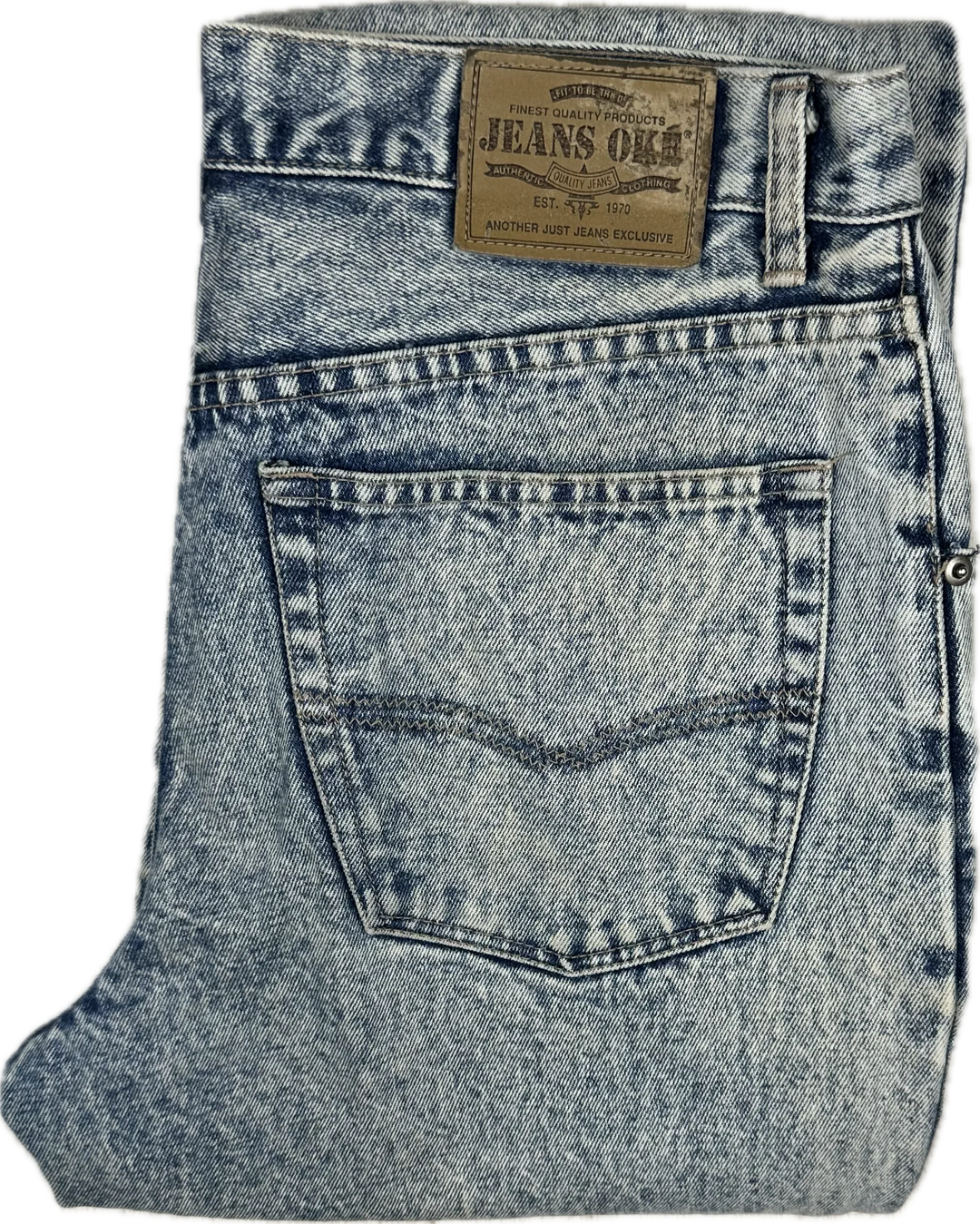 1980's Acid Wash Oke Classic Fit Jeans- Suit Size 31-32"