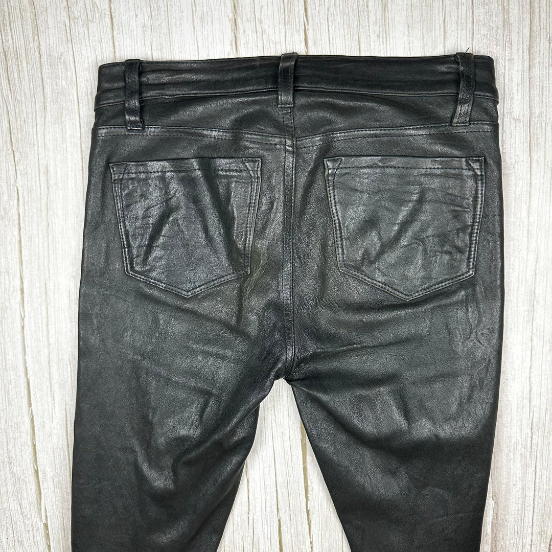 J Brand Black Lamb Leather Ankle Zip Jeans- Size 24