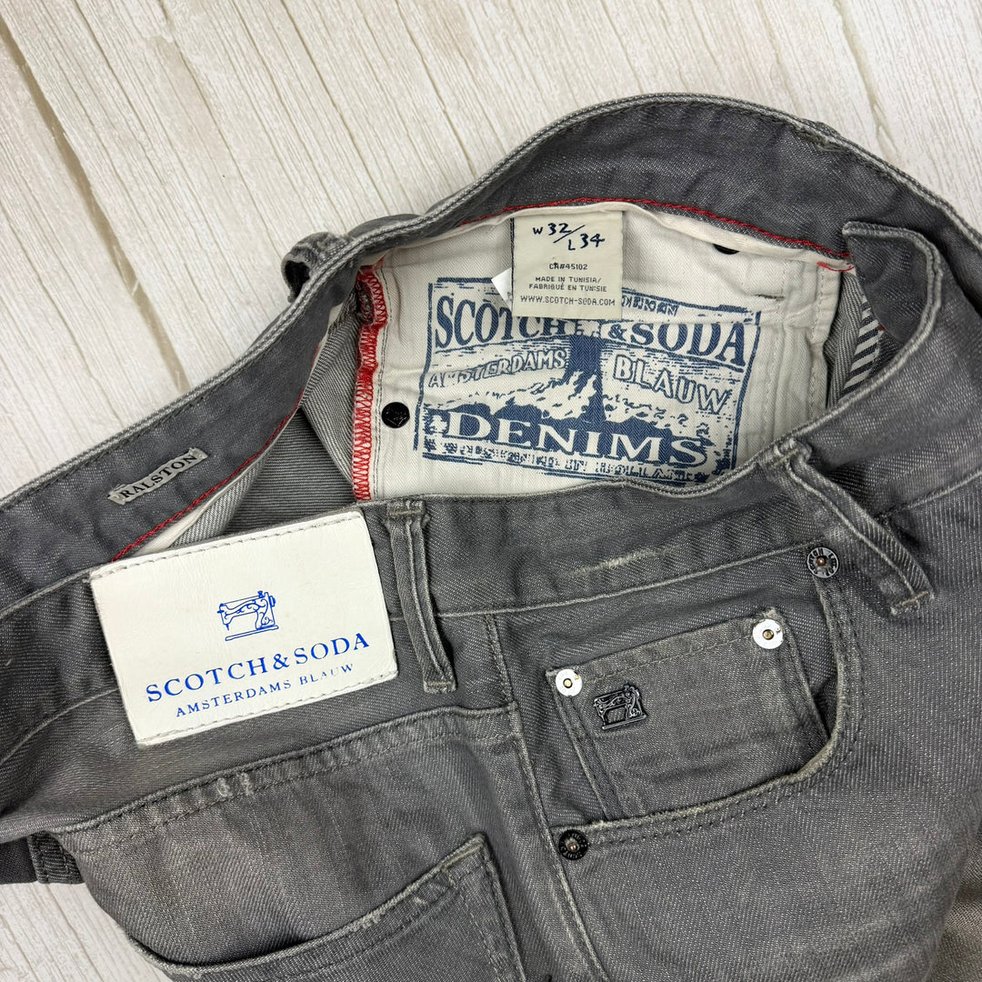 Scotch & Soda Mens 'Ralston' Slim Fit Grey Jeans- Size 32/34