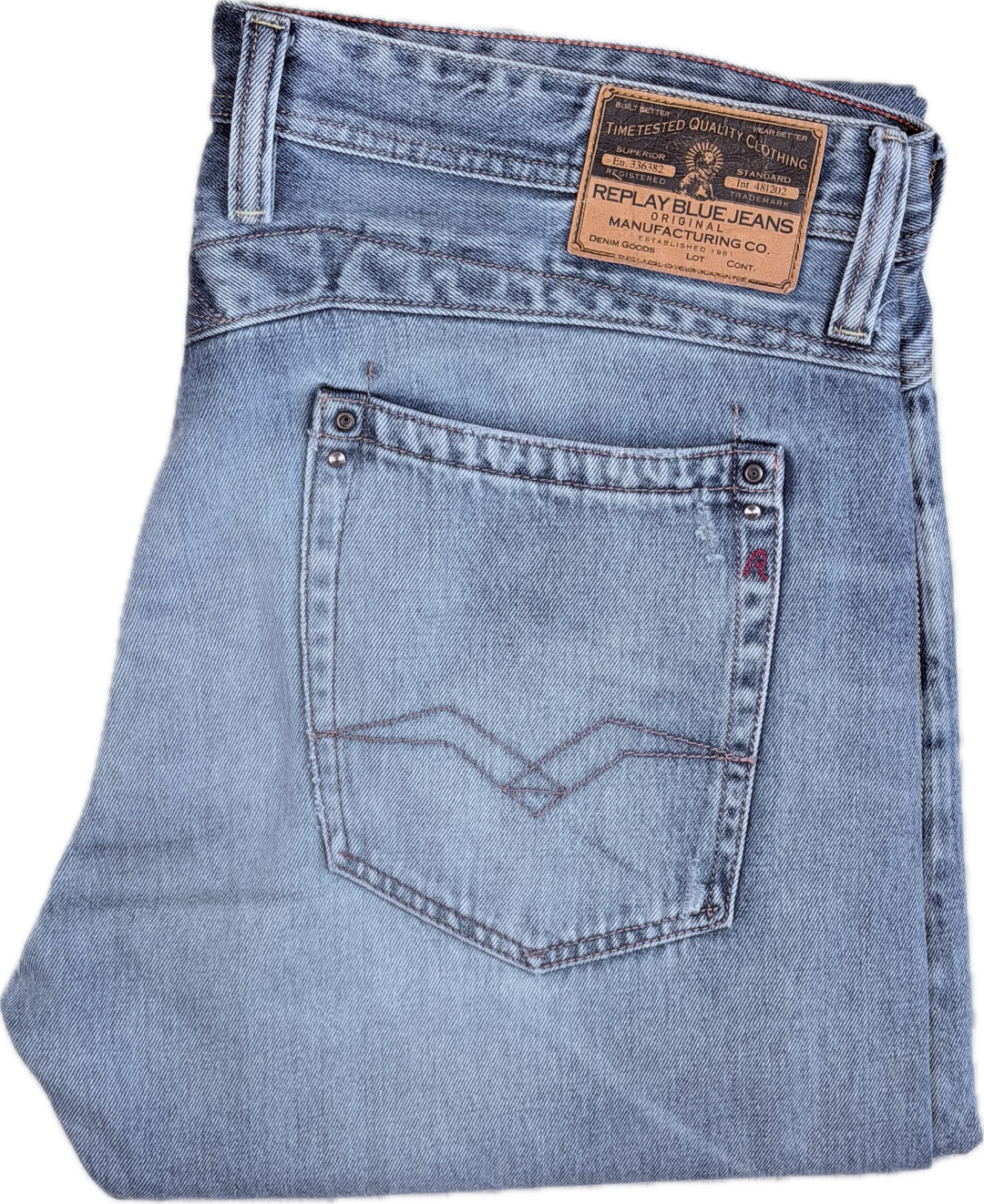 Replay Italy Mens 'Newdoc' Straight Fit Jeans- Size 36/34