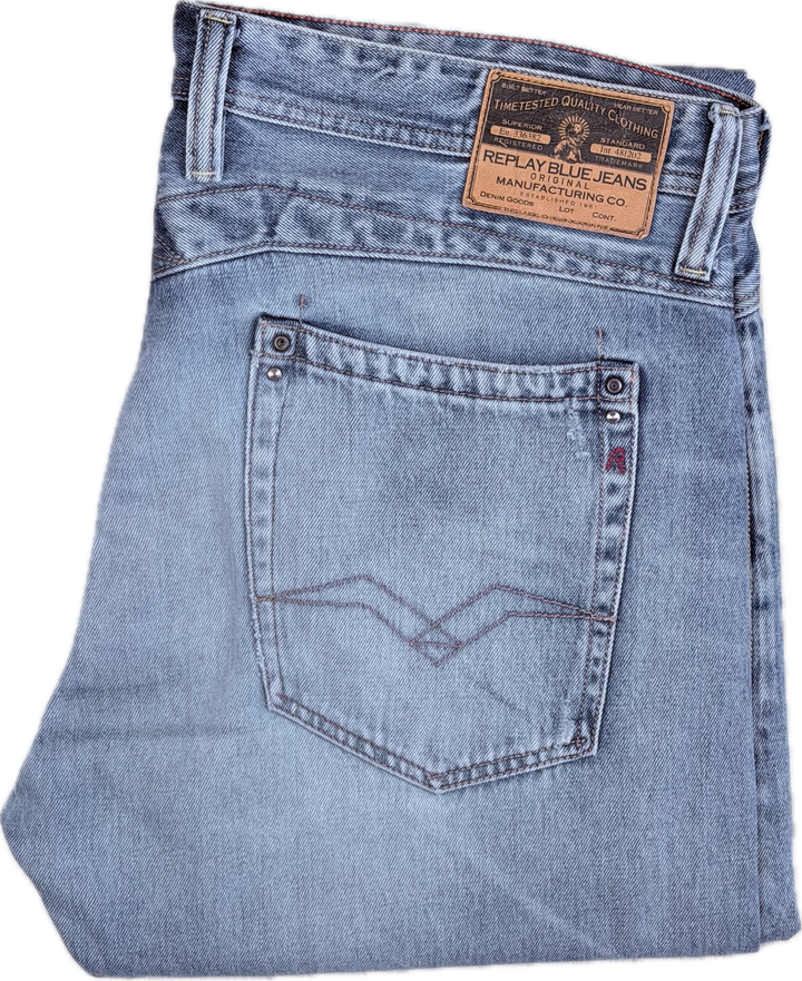 Replay Italy Mens 'Newdoc' Straight Fit Jeans- Size 36/34