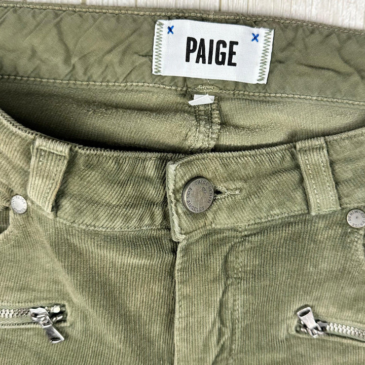 Paige 'Jane' Zip Feature Slim Fit Cord Jeans - Size 28" - Jean Pool