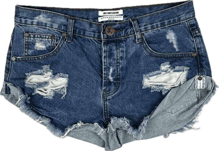 One Teaspoon 'Bandits' Rolled Cuff Denim Shorts  - Size 27"