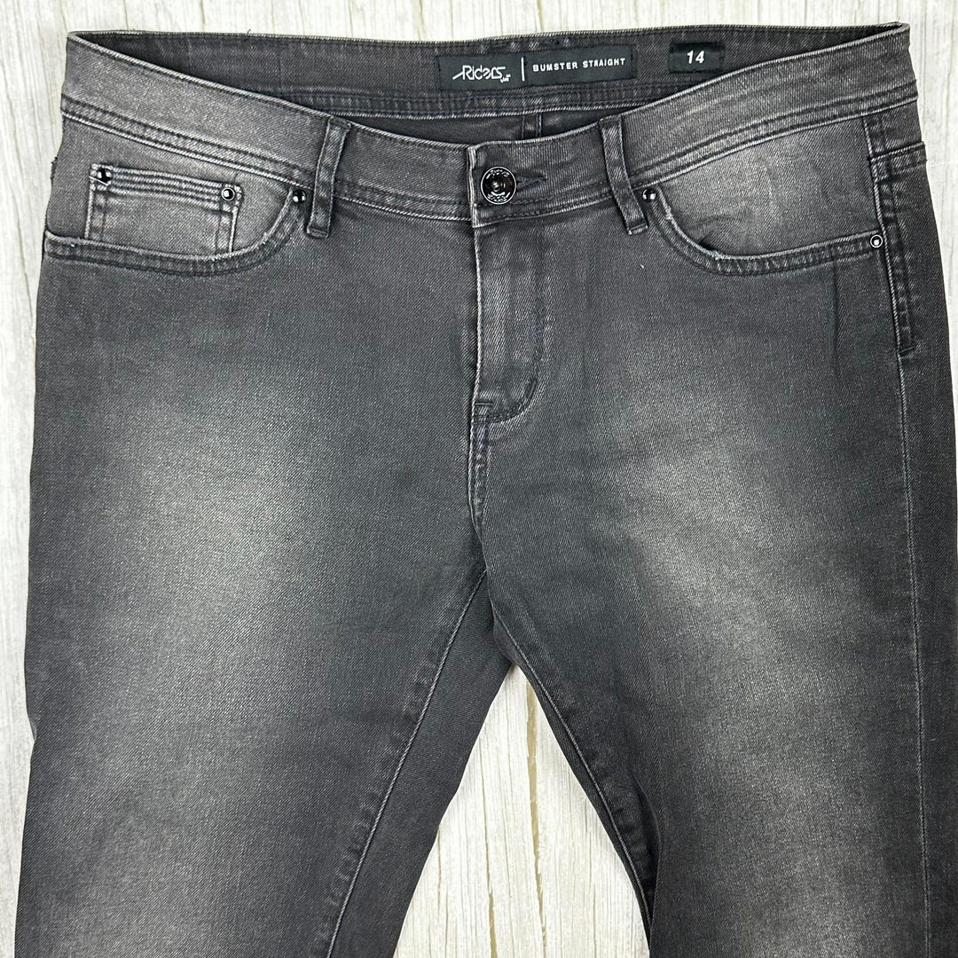 NEW- Lee Riders 'Bumster Straight' Washed Black Jeans- Size 14