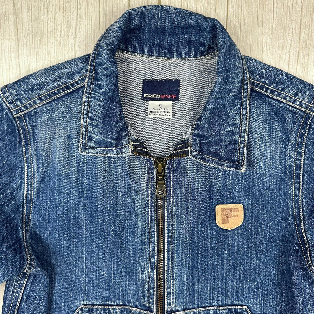 Fred Bare Children's 90's Denim Zip Front Jacket - Size 5Y