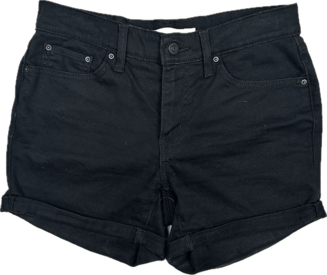 Levis Ladies Black Mid Length Shorts  - Size 26