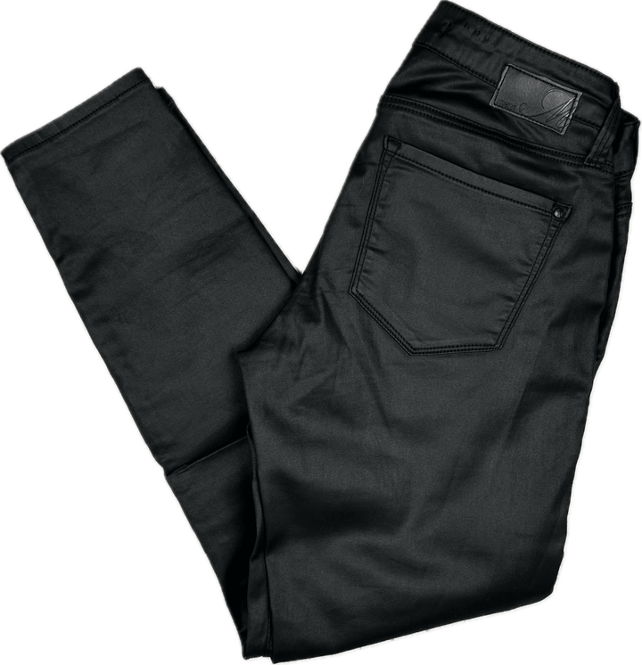 Mavi Low Rise Stretch Black Coated Ankle Jeans - Size 28