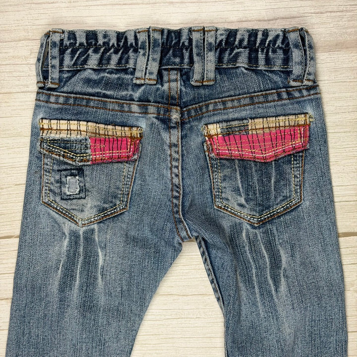 Two Belles Girls Cuffed Patchwork Jeans  - Size 2Y