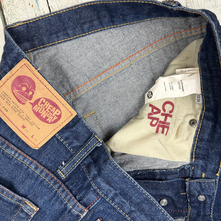 Cheap Monday 'Five Unwash' Straight Jeans - Size 33/34 - Jean Pool
