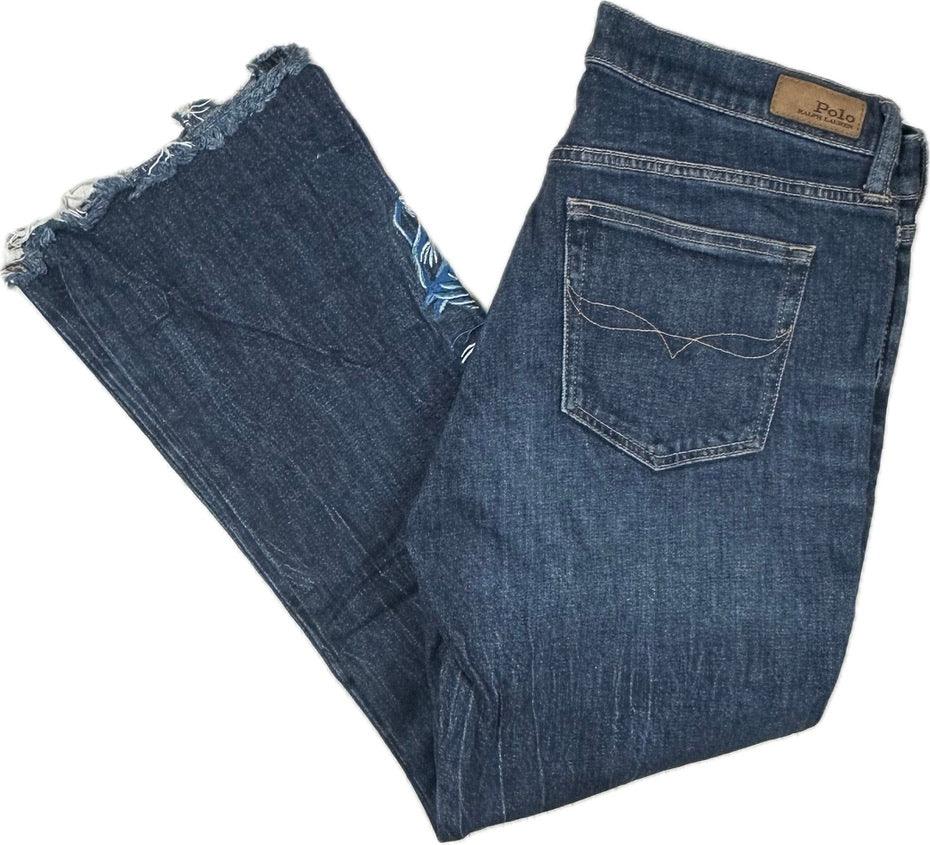 Polo Ralph Lauren Embroidered 'Chrystie' Kick Flare Crop Jeans - Size 30