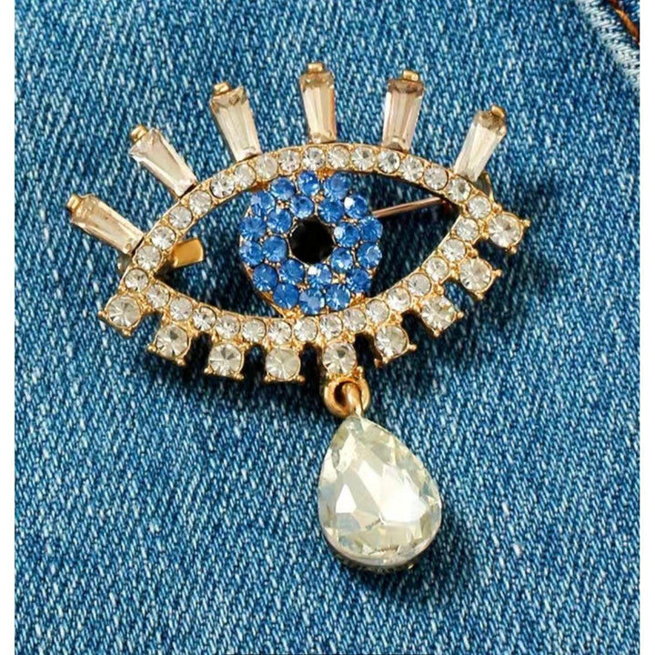 Evil Eye with Teardrop Jewelled Brooch - Jean Pool