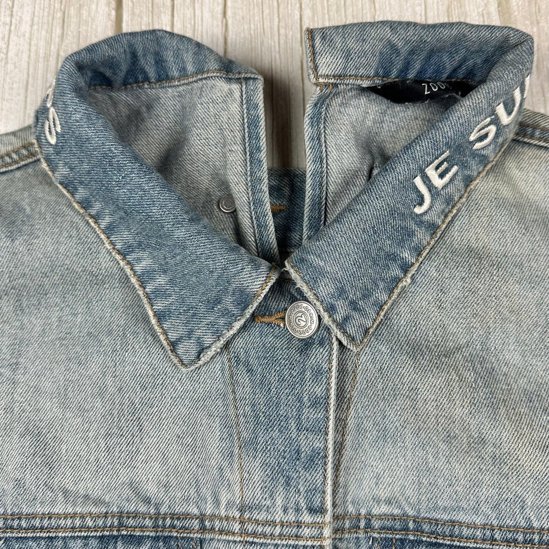 ZOOC Japan Ladies Embroidered Collar Denim Jacket - Size S/M - Jean Pool