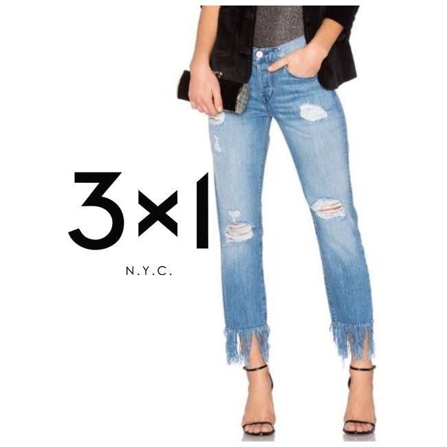 3x1 - Stunning USA Made Fringed Crop 'Mazzy' Jeans -Size 27 - Jean Pool