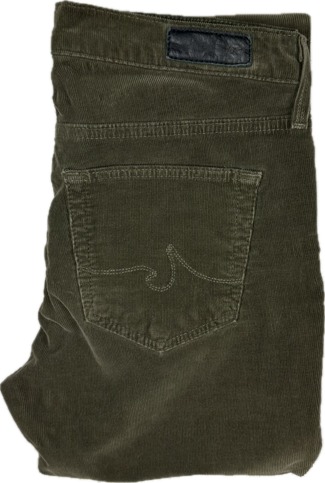 AG Adriano Goldschmied 'the Prima' Mid Rise Green Cord Jeans- Size 25R