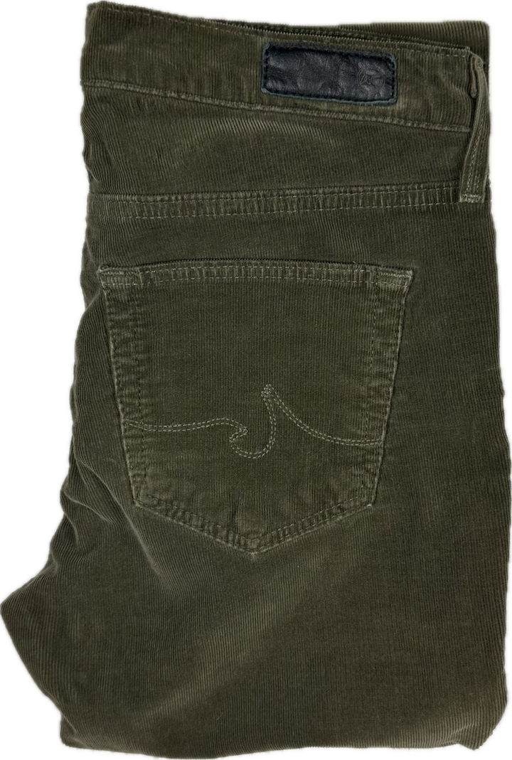 AG Adriano Goldschmied 'the Prima' Mid Rise Green Cord Jeans- Size 25R