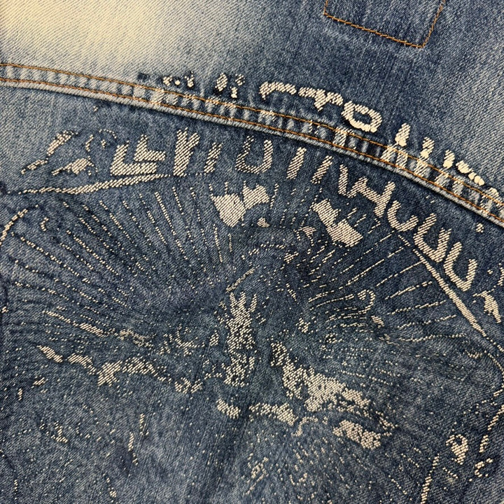 Levis Trucker Light Stonewash Jacket Aged Logo Print- Size L