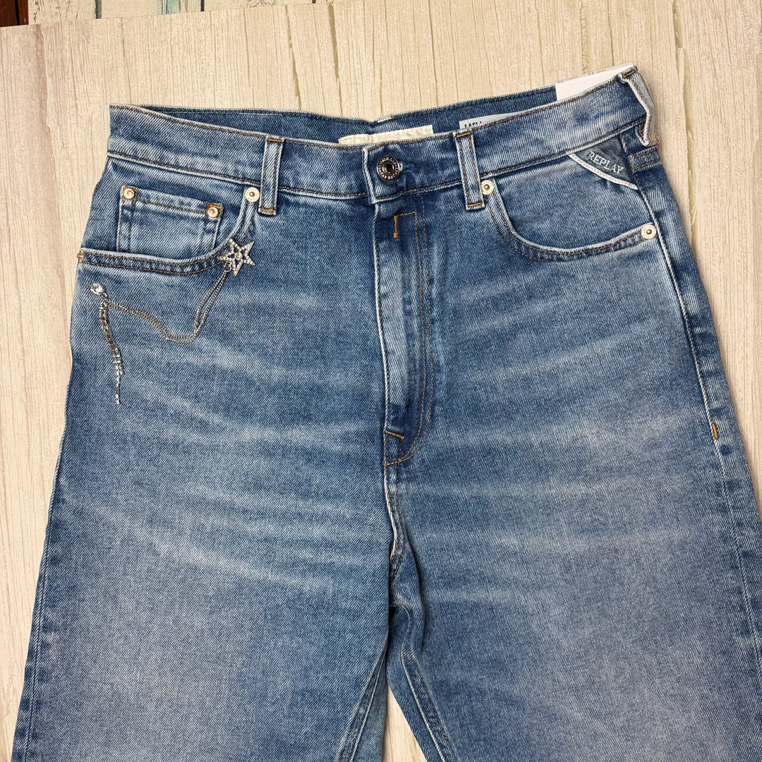 NWT - Replay Italy 'Laelj' Wide Leg High Waist Rose Label Jeans - Size 26/30