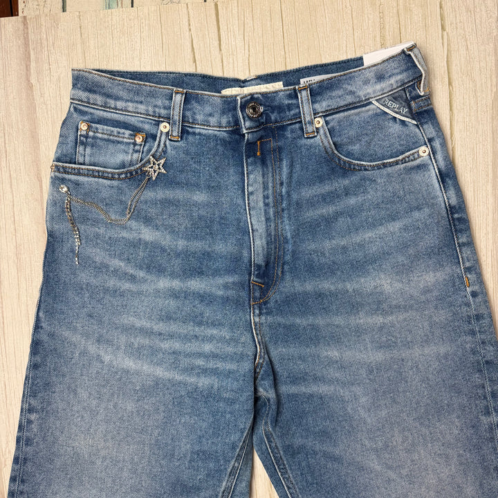 NWT - Replay Italy 'Laelj' Wide Leg High Waist Rose Label Jeans - Size 26/30