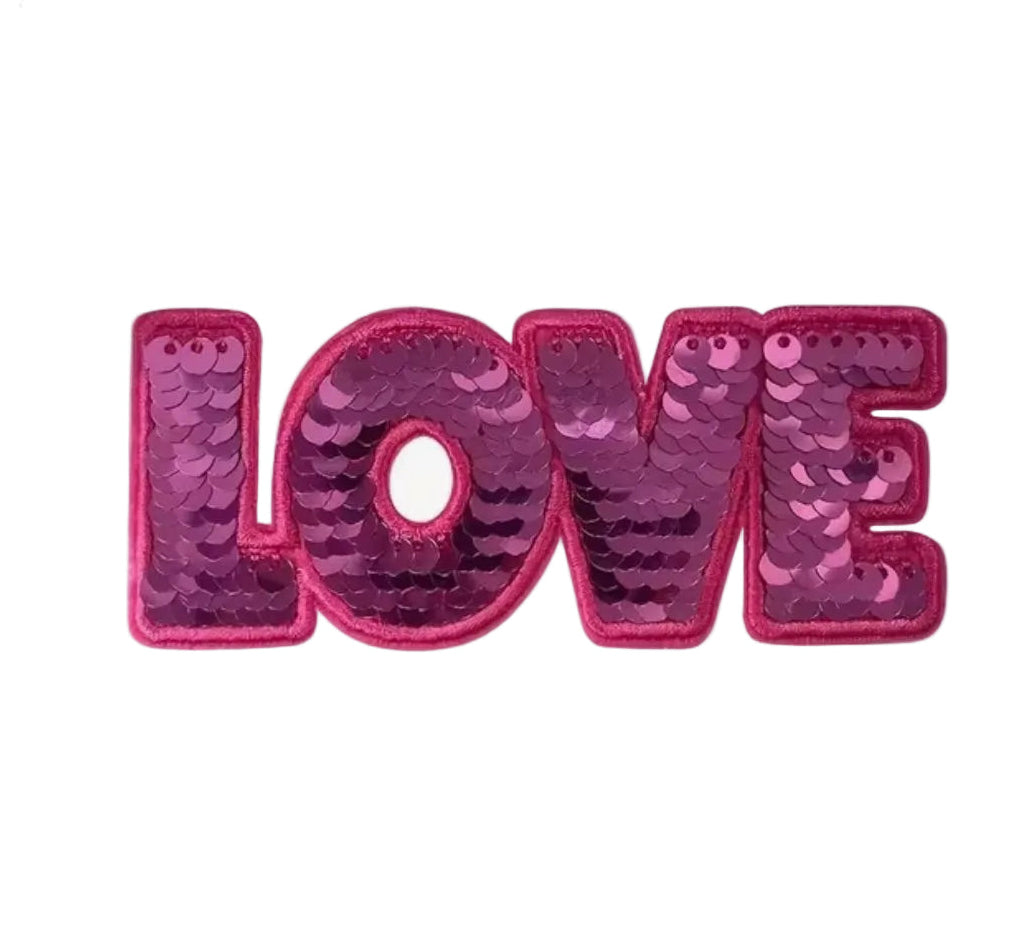 LOVE in Pink - Embroidered Sequin Patch