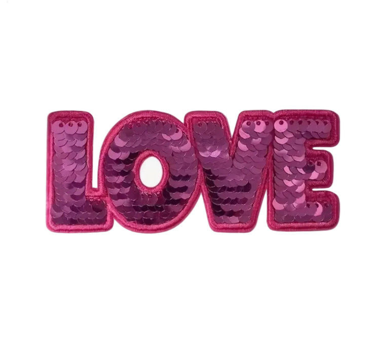 LOVE in Pink - Embroidered Sequin Patch