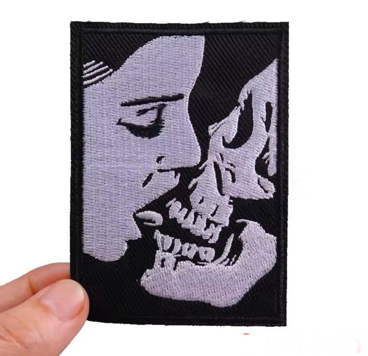 Death Kiss-  Embroidered Iron On Patch