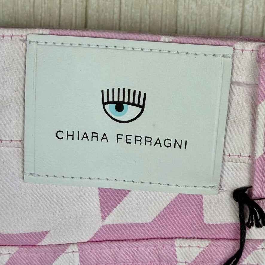 NWT -Chiara Ferragni Pie De Poule Pink Jeans- Size M