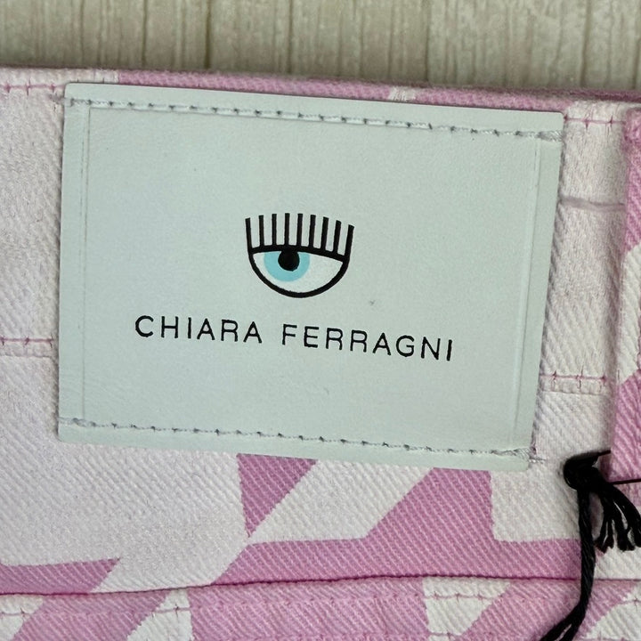 NWT -Chiara Ferragni Pie De Poule Pink Jeans- Size M