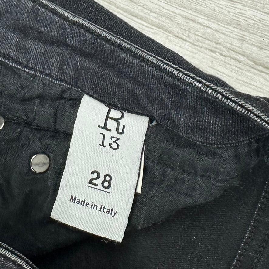 R13 Made in Italy 'Boy Skinny' Washed Black Jeans- Size 28