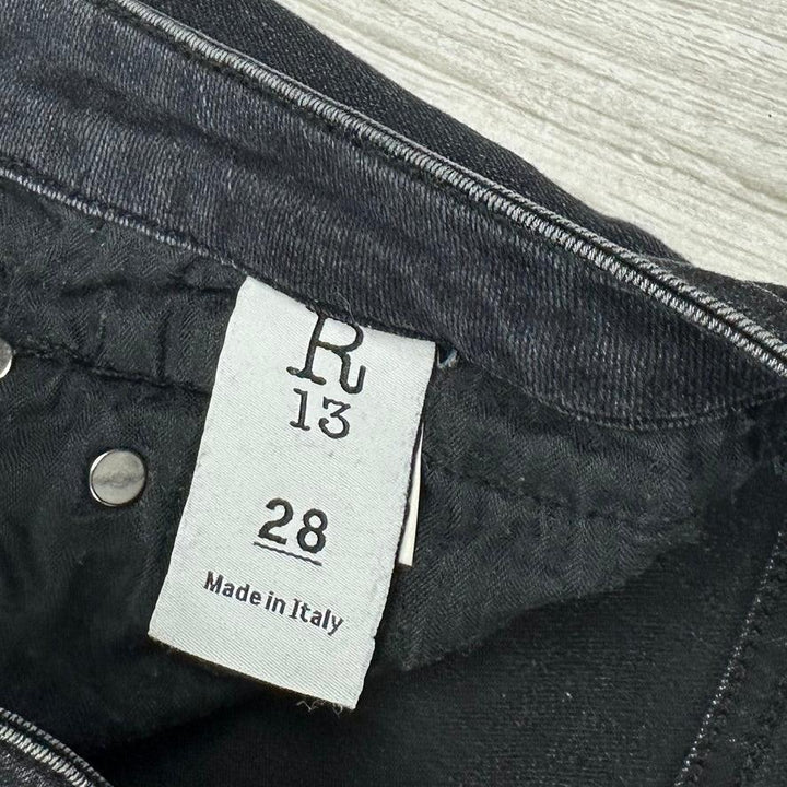 R13 Made in Italy 'Boy Skinny' Washed Black Jeans- Size 28