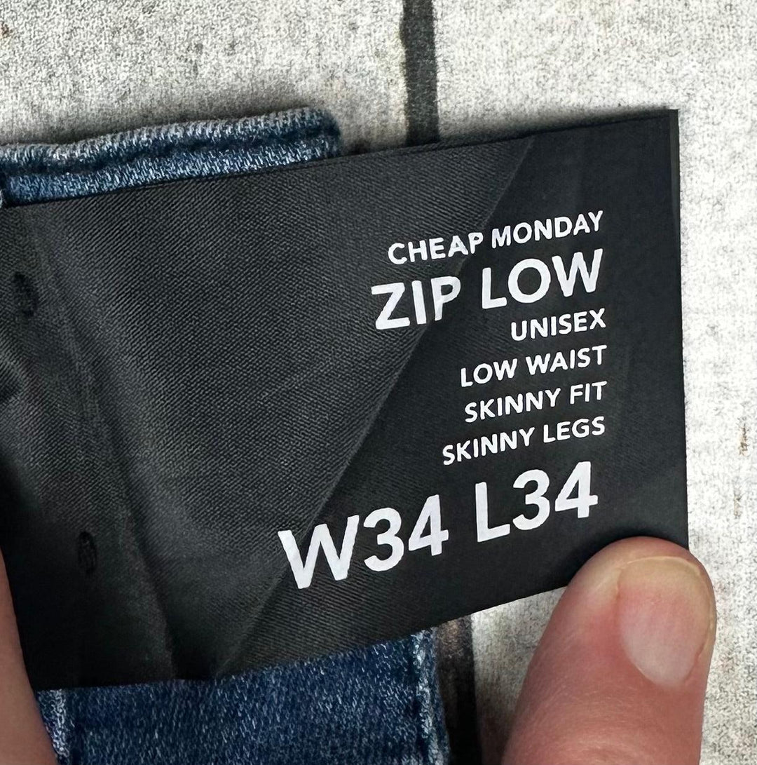 NWT - Cheap Monday 'Zip Low Mahmud Medium' Skinny Jeans - Size 34//34 - Jean Pool