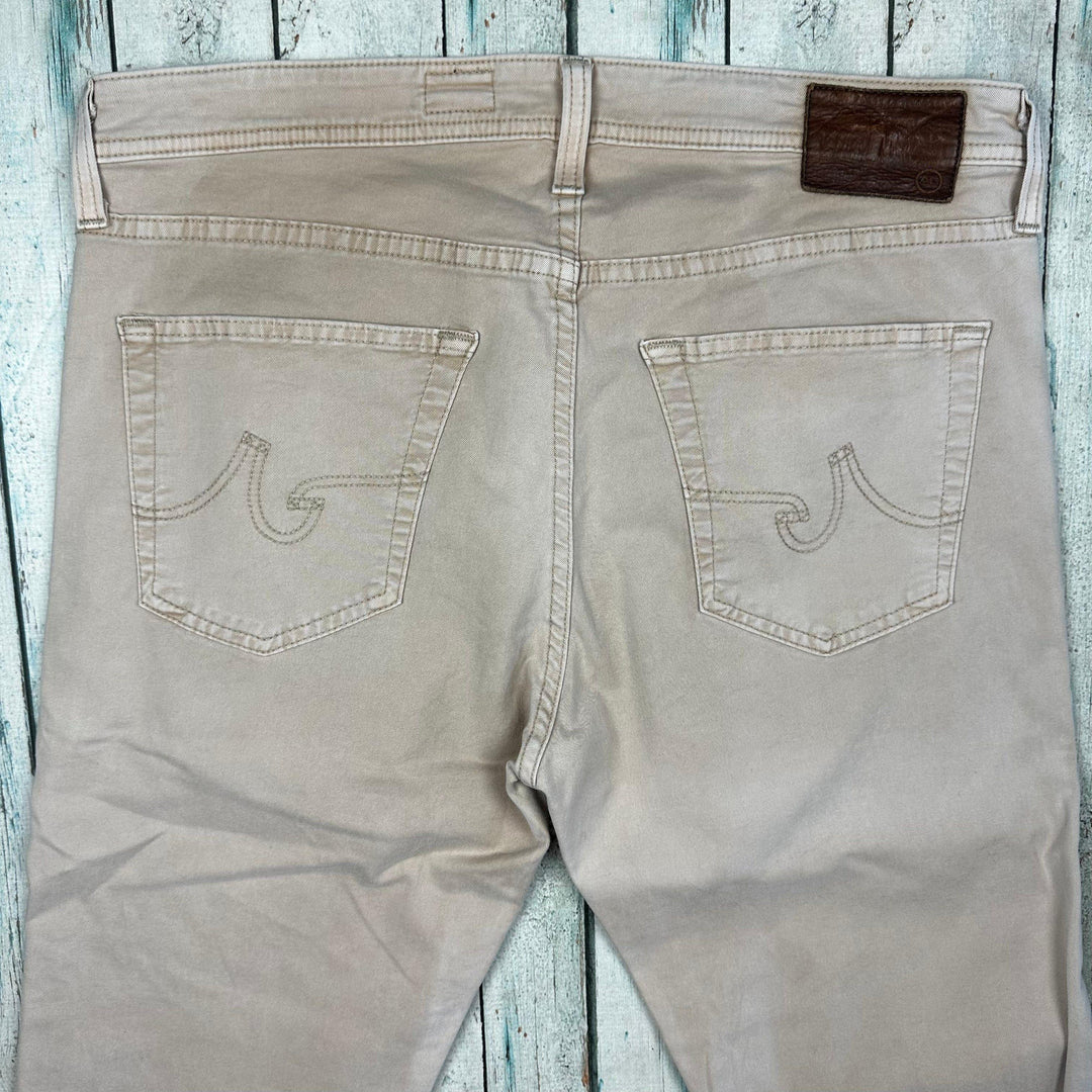 AG Adriano Goldschmied 'The Matchbox' Straight Beige Jeans- Size 34 - Jean Pool