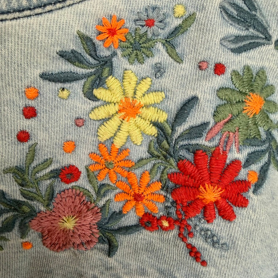 Miss Sixty Denim Embroidered Short Romper Playsuit - Size S