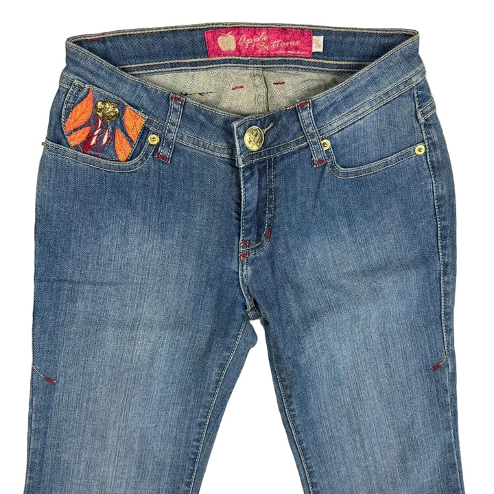 NWT - Apple Bottoms Iconic Embroidered Flare Jeans -Size 6/7