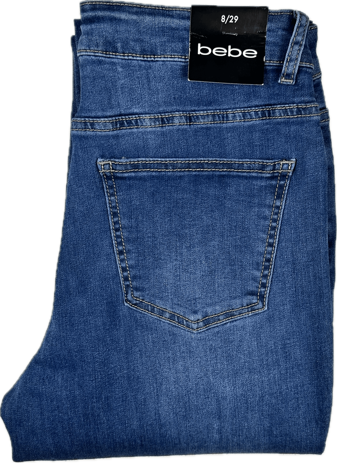 NWT- Bebe Womens Slim Straight Crystal Trim Jeans -Size 29 - Jean Pool