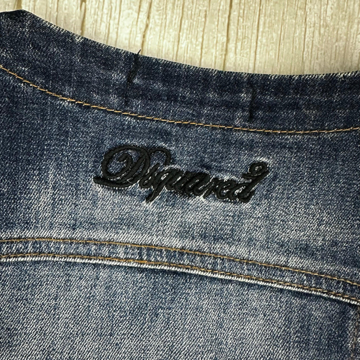 Dsquared2 Ladies Crop Sleeve Denim Jean Jacket - Size S - Jean Pool