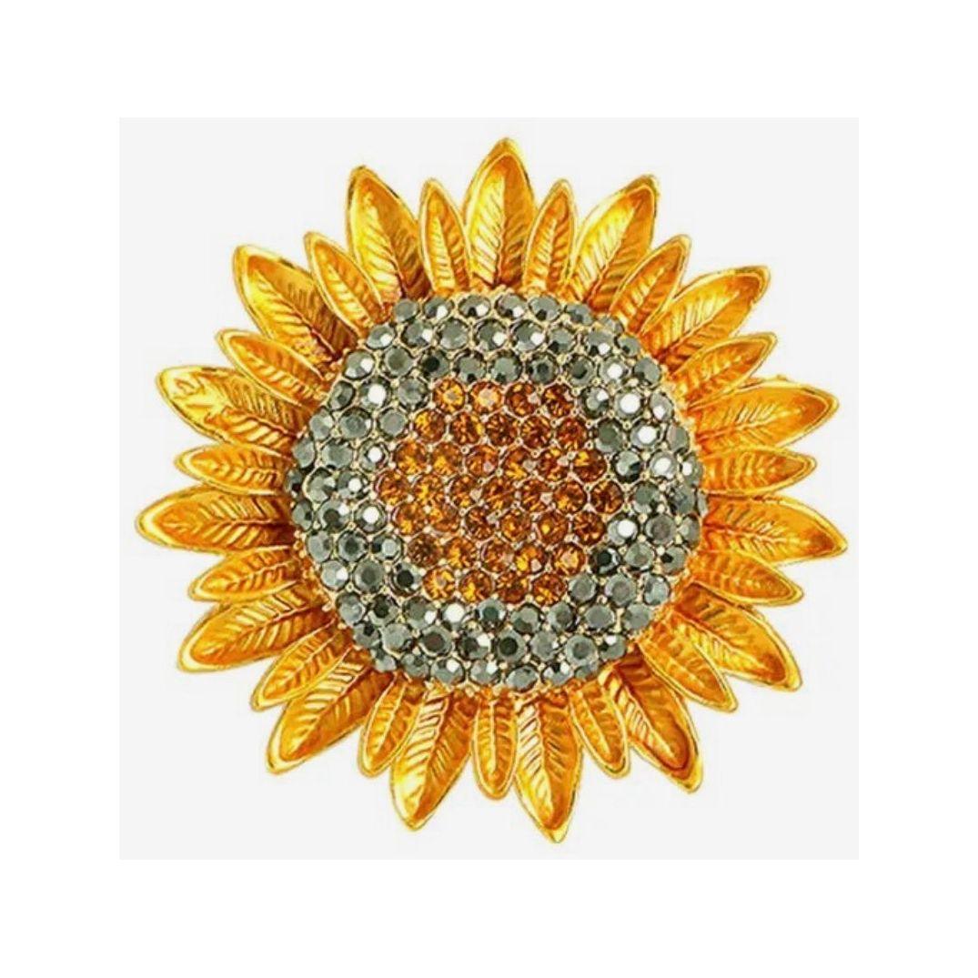 Jewelled Sunflower Brooch - Jean Pool