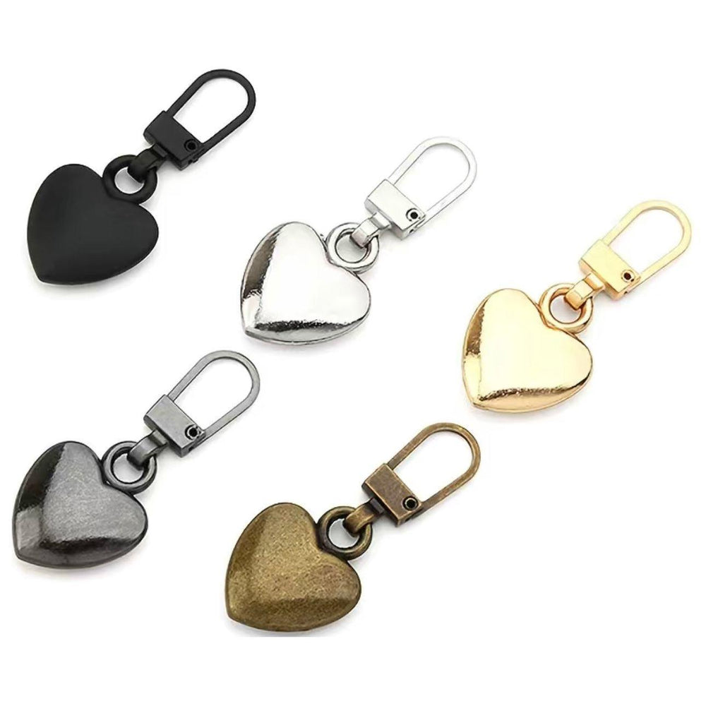 Black Heart Clip on Zipper Pull Replacement Repair Kit - Jean Pool