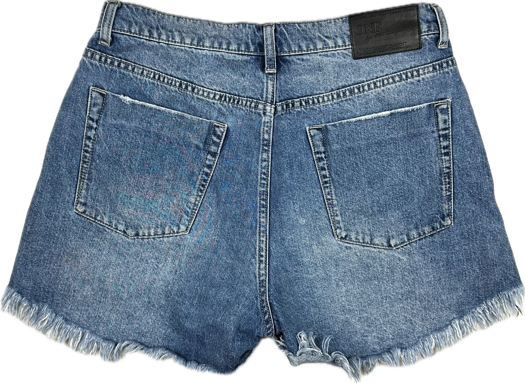 One Teaspoon 'Bandits' Mid Waist Rolled Cuff Denim Shorts  - Size 28"