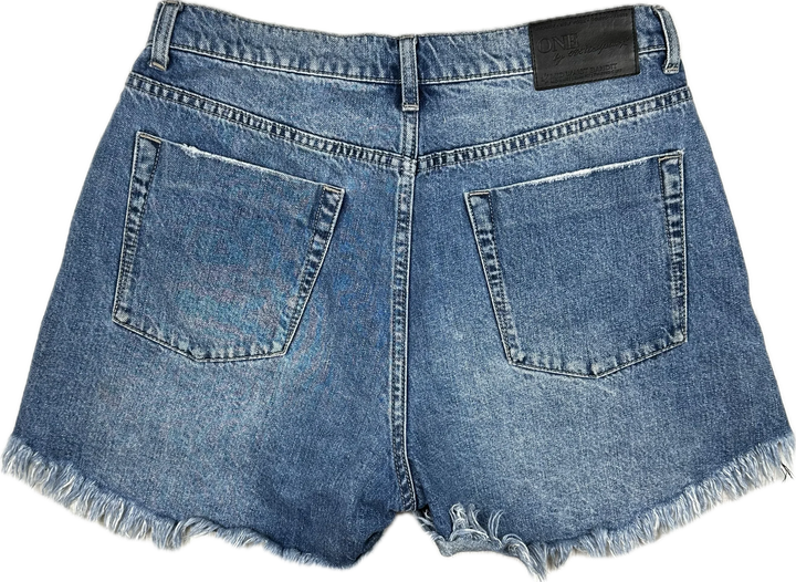 One Teaspoon 'Bandits' Mid Waist Rolled Cuff Denim Shorts  - Size 28"