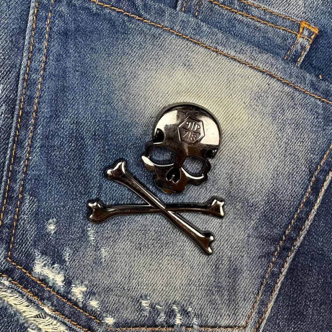 Philipp Plein Mens 'Petrol Water' Straight Cut Jeans -Size 38