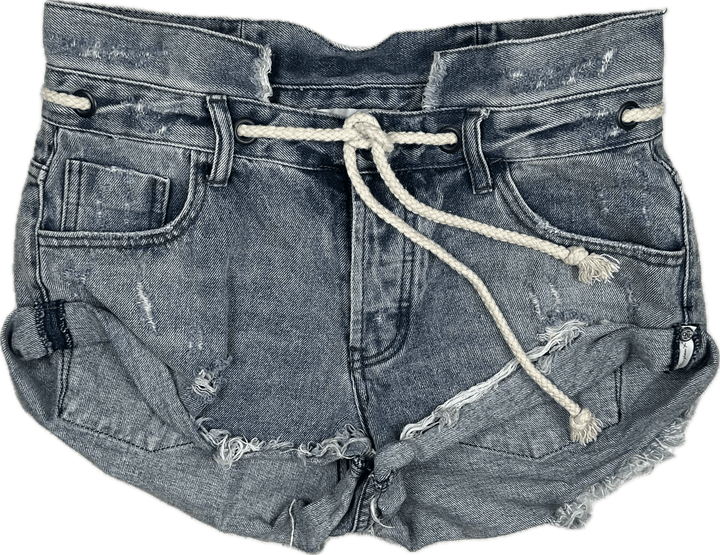 One Teaspoon 'Bandits' Rope Belt Denim Shorts  - Size 26" or 8AU