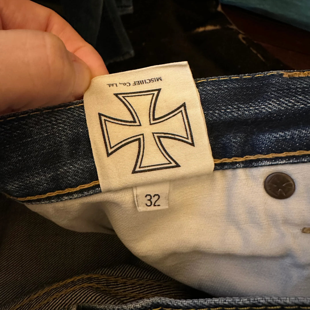 Mischief Aged Selvedge Denim Straight Jeans - Size 32