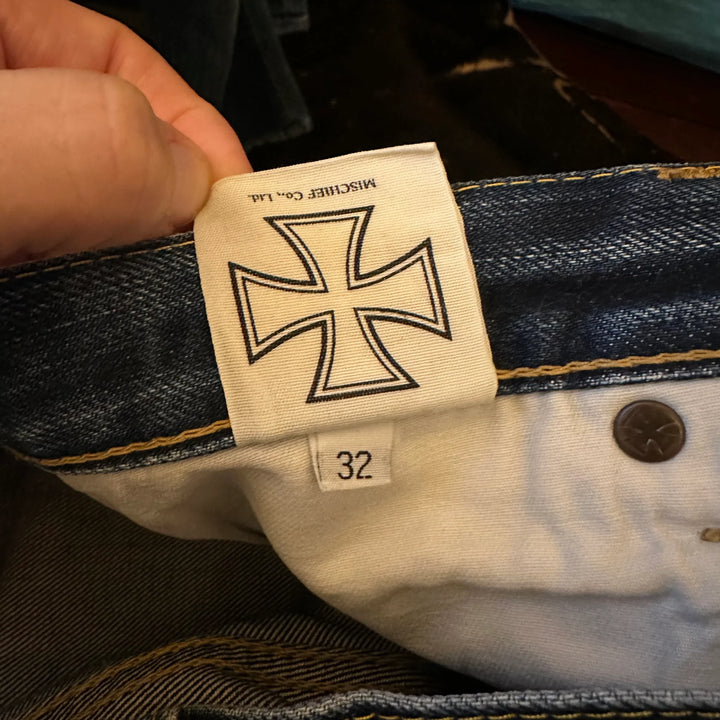 Mischief Aged Selvedge Denim Straight Jeans - Size 32