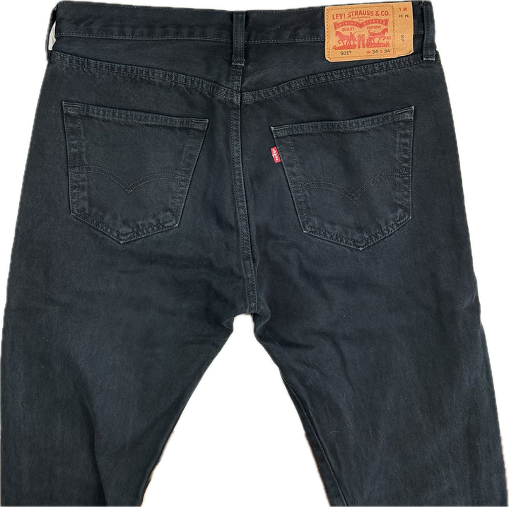 Levis 501 Button Fly Mens Black Jeans -Size 34