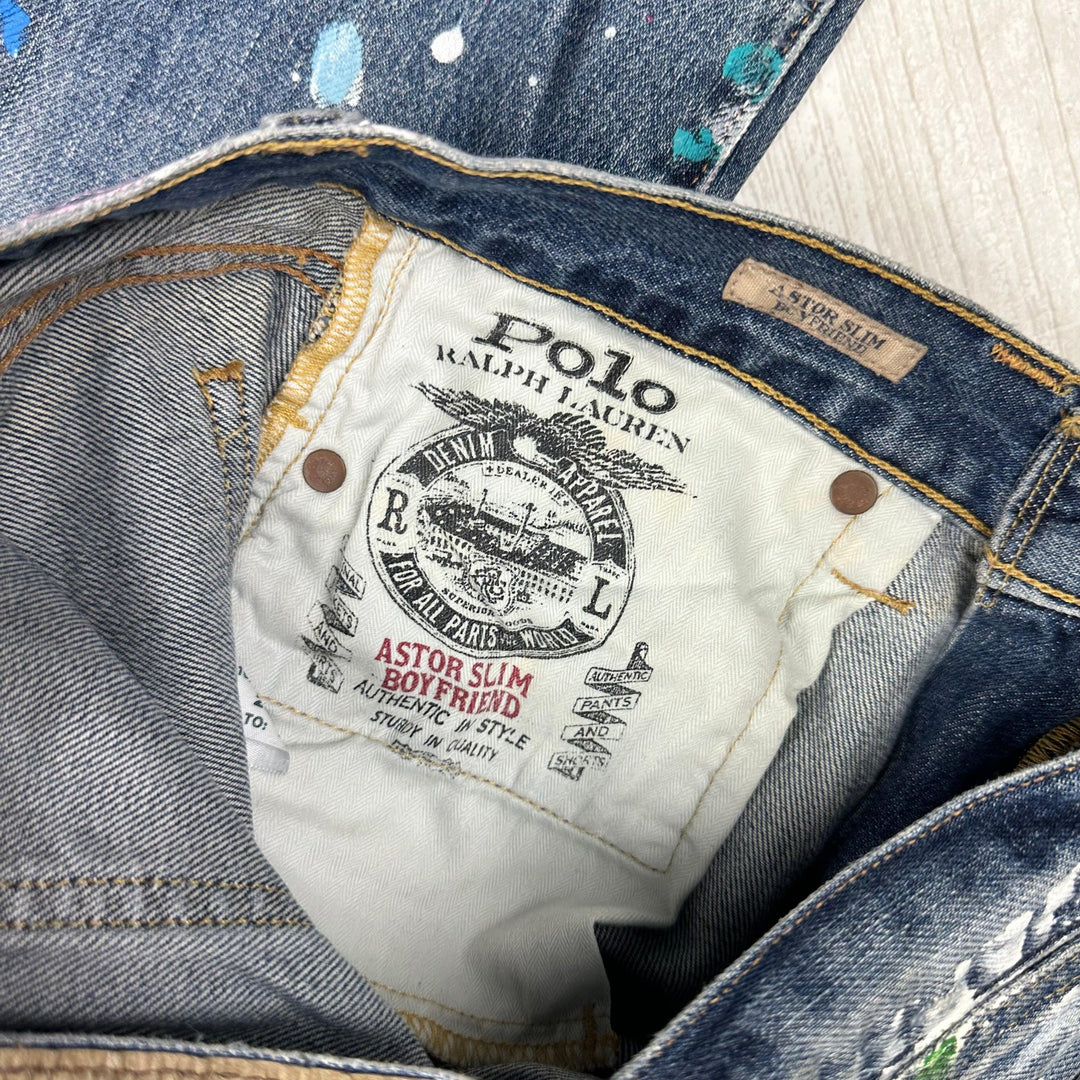 Ralph Lauren 'Astor' Slim Boyfriend Paint Splatter Jeans Size 26