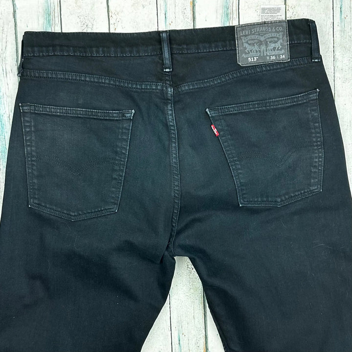 Levis Black 513 Mens Stretch Jeans - Size 36/34 - Jean Pool