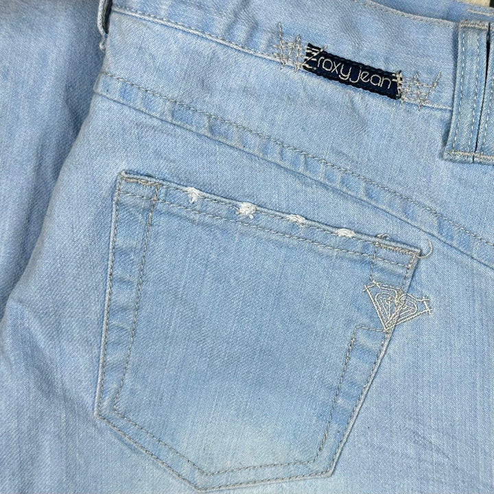 Roxy Jeans Y2K Distressed Blue Low Rise Flares- Size 28 - Jean Pool