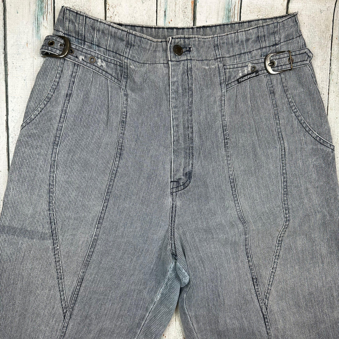 Fabergé 1980's High Waisted Grey Baggies Ladies Jeans - Suit Size 12 - Jean Pool